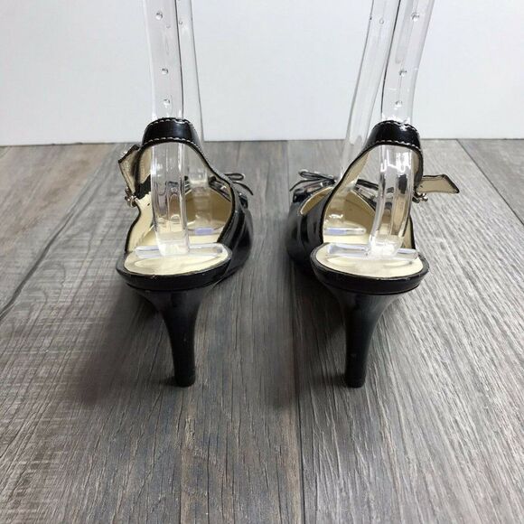 Etienne Aigner Womens Bronte Black Bow Slingback Heels Round Toe Size 8M - Picture 4 of 10